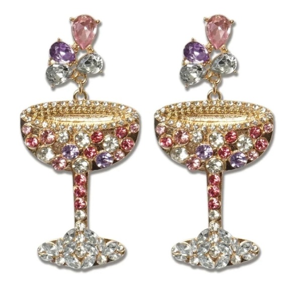 Fashion Earrings by Lisa Pollock Champagne Goblets - Picture 1 of 9